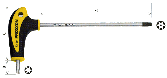 Отвертка с L-образной рукоятью TX / TTX 50 x 215